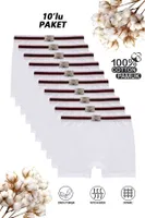 Erkek Çocuk %100 Pamuklu Esnek Yumuşak Boxer Şort 10'lu Paket Özkan 0711 Beyaz