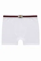 Erkek Çocuk %100 Pamuklu Esnek Yumuşak Boxer Şort 10'lu Paket Özkan 0711 Beyaz detay görünüm