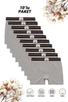 Erkek Çocuk %100 Pamuklu Esnek Yumuşak Boxer Şort 10'lu Paket Özkan 0711 Gri Melanj görsel 4