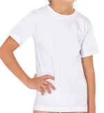Erkek Çocuk %100 Pamuklu Ribana Fanila 10'lu Paket Yarım Kol Kapalı Yaka T-shirt Özkan 0706-P010 Beyaz farklı açı