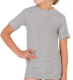 Erkek Çocuk %100 Pamuklu Ribana Fanila 10'lu Paket Yarım Kol Kapalı Yaka T-shirt Özkan 0706-P010 Gri Melanj görsel 8
