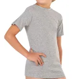 Erkek Çocuk %100 Pamuklu Ribana Fanila 10'lu Paket Yarım Kol Kapalı Yaka T-shirt Özkan 0706-P010 Gri Melanj görsel 10