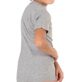 Erkek Çocuk %100 Pamuklu Ribana Fanila 10'lu Paket Yarım Kol Kapalı Yaka T-shirt Özkan 0706-P010 Gri Melanj görsel 9