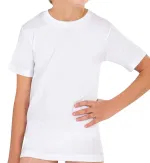 Erkek Çocuk %100 Pamuklu Ribana Fanila 10'lu Paket Yarım Kol Kapalı Yaka T-shirt Özkan 0706-P010 Beyaz görsel 4