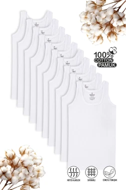 Erkek Çocuk %100 Pamuklu Ribana Kumaş Atlet 10'lu Paket Özkan 0801