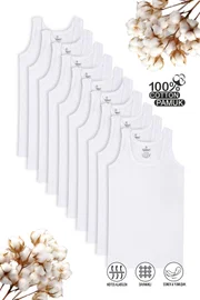 Erkek Çocuk %100 Pamuklu Ribana Kumaş Atlet 10'lu Paket Özkan 0801