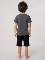 Erkek Çocuk Füme Kısa Kollu Şortlu Pijama Takımı Akbeniz 20759 Füme