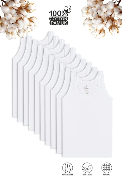 Erkek Çocuk Garson Boy 10'lu Paket %100 Pamuklu Süprem Kumaş Atlet Özkan 0702