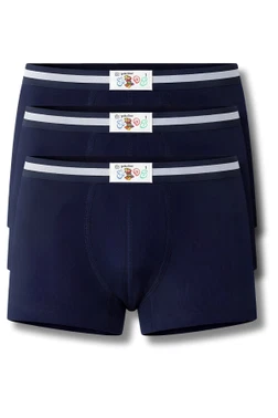 Yıldız Çamaşır Erkek Çocuk Likralı Pamuklu Boxer Lacivert 3'lü Paket Yıldız 403