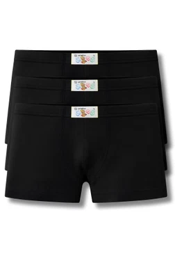 Yıldız Çamaşır Erkek Çocuk Modal Boxer Siyah 3'lü Paket Yıldız 466