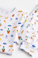 Erkek Çocuk Pamuklu Pijama Takımı Kısa Kol Uzun Alt Desenli Premium Ev Stili Öts 374005 Renkli-5 görsel 4