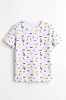 Erkek Çocuk Pamuklu Pijama Takımı Kısa Kol Uzun Alt Desenli Premium Ev Stili Öts 374005 Renkli-5 detay görünüm
