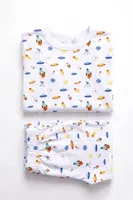 Erkek Çocuk Pamuklu Pijama Takımı Kısa Kol Uzun Alt Desenli Premium Ev Stili Öts 374005 Renkli-5 görsel 5