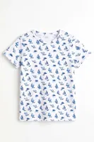 Erkek Çocuk Pamuklu Pijama Takımı Kısa Kol Uzun Alt Yelken Desenli Yumuşacık Ev Giyimi Öts 374001 Renkli detay görünüm