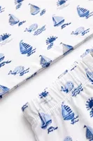 Erkek Çocuk Pamuklu Pijama Takımı Kısa Kol Uzun Alt Yelken Desenli Yumuşacık Ev Giyimi Öts 374001 Renkli görsel 4