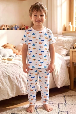 Öts İç Giyim Erkek Çocuk Pijama Takım - Kısa Kol, Uzun Alt - Araba Desenli ÖTS 374002
