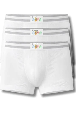 Yıldız Çamaşır Erkek Çocuk Ribana Boxer Beyaz %100 Pamuk 3'lü Paket Yıldız 30Ç