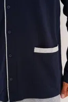 Erkek Düz Önden Düğmeli Lacivert Pijama Takımı Çift Kaplan 8002 görsel 36