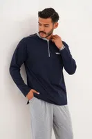 Erkek Düz Patlı Lacivert Pijama Takımı Çift Kaplan 8000 detay görünüm