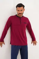 Erkek Düz Patlı Lacivert Pijama Takımı Çift Kaplan 8000 görsel 13