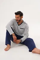 Erkek Düz V Yaka Lacivert Pijama Takımı Çift Kaplan 8001 görsel 17