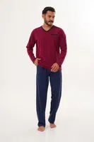 Erkek Düz V Yaka Lacivert Pijama Takımı Çift Kaplan 8001 görsel 8