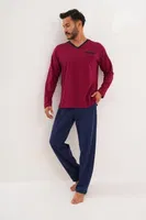 Erkek Düz V Yaka Lacivert Pijama Takımı Çift Kaplan 8001 farklı açı