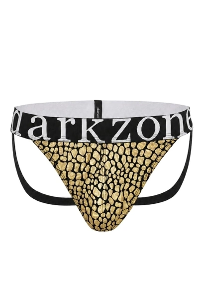 Erkek Fantezi Arkası Açık Gold Mozaik Desenli Deri Jockstrap Darkzone DZ-1401-102-S