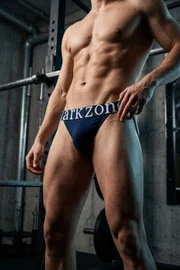 Erkek Fantezi Arkası Açık Lacivert Pamuklu Jockstrap Darkzone