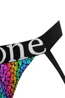Erkek Fantezi Arkası Açık Rainbow Mozaik Desenli Deri Jockstrap Darkzone DZ-1401-104-S Görsel farklı açı