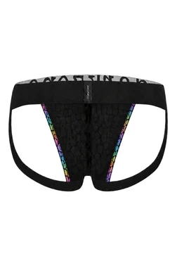 Erkek Fantezi Arkası Açık Rainbow Mozaik Desenli Deri Jockstrap Darkzone DZ-1401-104-S - Alternatif Görünüm