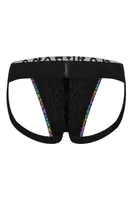 Erkek Fantezi Arkası Açık Rainbow Mozaik Desenli Deri Jockstrap Darkzone DZ-1401-104-S Görsel detay görünüm