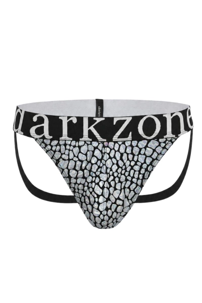 Erkek Fantezi Arkası Açık Silver Mozaik Desenli Deri Jockstrap Darkzone DZ-1401-103-S