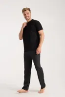 Erkek Füme Düğmeli Yaka Kısa Kollu Pijama Takımı Akbeniz 6878 Füme görsel 5