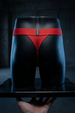 Erkek Geniş Lastikli Fantezi Kırmızı Pamuklu Tanga String Darkzone DZ-1202-06-S - Alternatif Görünüm