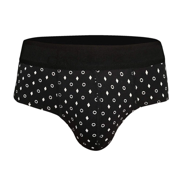 Erkek Geometrik Desenli Siyah Pamuklu Lastikli Slip Külot Darkzone DZ-1103-106-S