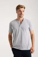 Erkek Gri Düğmeli Yaka Kısa Kollu Pijama Takımı Akbeniz 6878 Gri detay görünüm