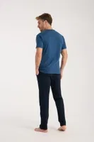 Erkek İndigo Düğmeli Yaka Kısa Kollu Pijama Takımı Akbeniz 6878 İndigo görsel 7