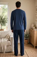 Erkek Küçük Kare Patlı Lacivert Pijama Takımı Çift Kaplan 8220 Lacivert farklı açı