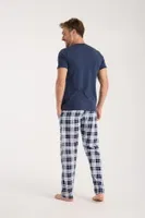 Erkek Lacivert Düğmeli Yaka Kısa Kollu Pijama Takımı Akbeniz 6877 farklı açı