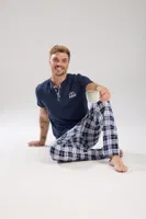 Erkek Lacivert Düğmeli Yaka Kısa Kollu Pijama Takımı Akbeniz 6877 görsel 7