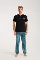 Erkek Lacivert Düğmeli Yaka Kısa Kollu Pijama Takımı Akbeniz 6877 görsel 11