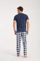 Erkek Lacivert Düğmeli Yaka Kısa Kollu Pijama Takımı Akbeniz 6877 görsel 4