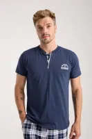 Erkek Lacivert Düğmeli Yaka Kısa Kollu Pijama Takımı Akbeniz 6877 görsel 8