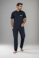Erkek Modal Patlı Kısa Kol Pijama Confeo C940-028 Lacivert farklı açı