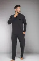 Erkek Modal Patlı Uzun Kol Pijama Confeo C940-027 Füme detay görünüm