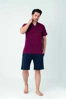 Erkek Modal V Yaka Kısa Kol Şort Confeo C940-106 Bordo görsel 4