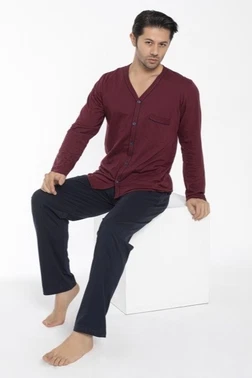 Erkek Önü Açık Uzunkol Pijama Takım Öztaş 12074-A Öztaş 12074-A - Alternatif Görünüm