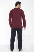 Erkek Önü Açık Uzunkol Pijama Takım Öztaş 12074-A Öztaş 12074-A Bordo görsel 4