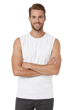 Erkek Premium Kumaş Pamuklu Modal Nefes Alabilir Rahat Bisiklet Yaka Sıfır Kol T-Shirt Özkan 12472